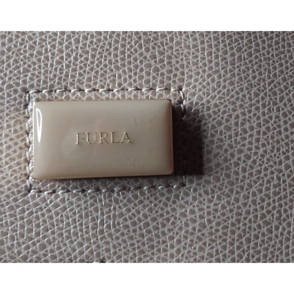 Furla Top Handle Handbag Italian Leather Purse Taupe Cream Brown - Picture 10 of 14